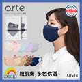Korean Arte 2D three-dimensional adult face masks, set of 50, with white color and ear loops for comfortable wear