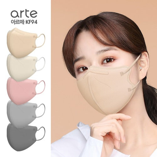 Korea KF94 SlimFit 2D adult face mask by Arte, lightweight and breathable with a contoured 3D design for comfortable wear.